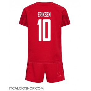 Danimarca Christian Eriksen #10 Prima Maglia Bambino Mondiali 2022 Manica Corta (+ Pantaloni corti)